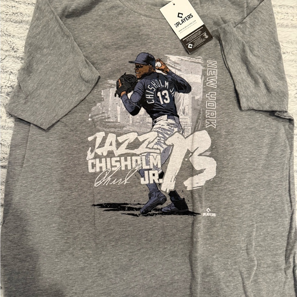 Gray Men’s Baseball Graphic Tee - Chisholm Jr. Jazz Design